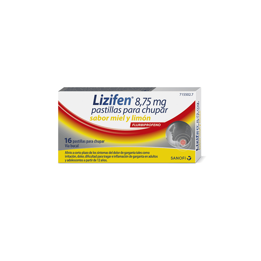 Lizifen 8,75 mg 16 Pastillas Para Chupar Sabor Miel y Limón