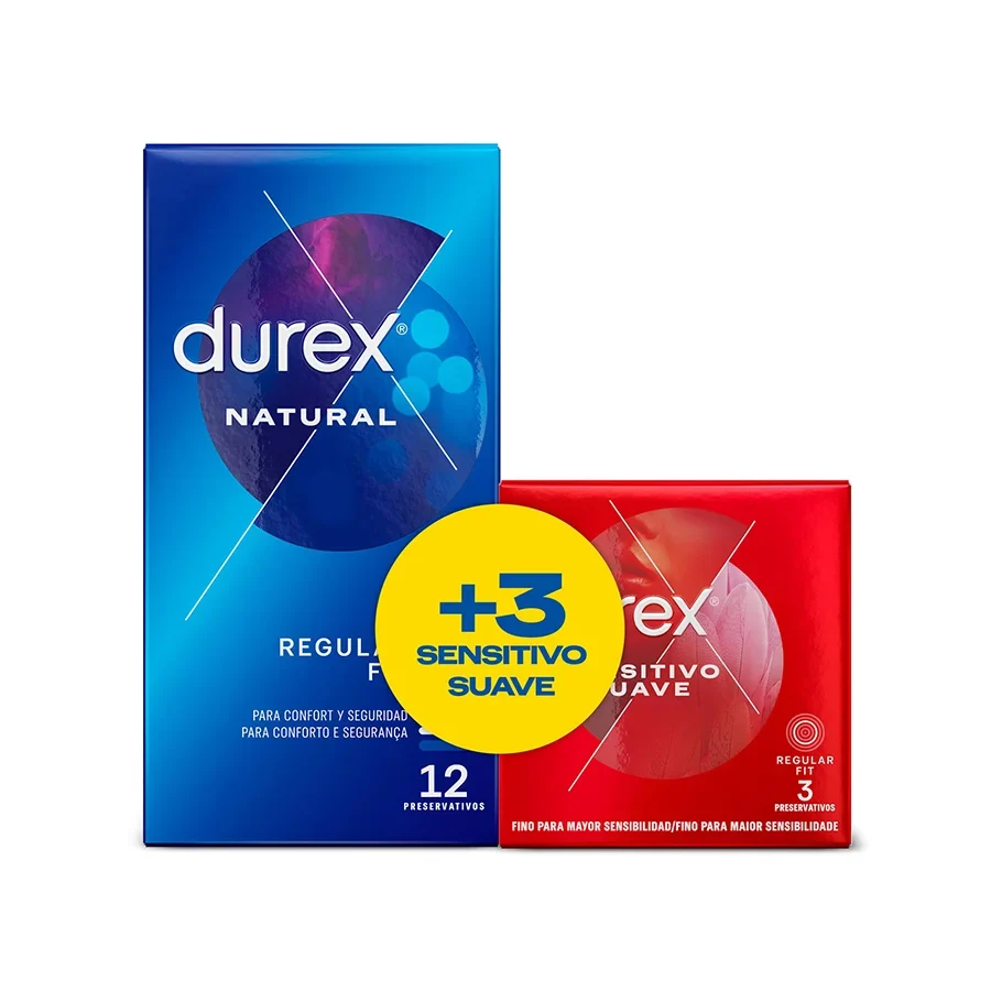 Preservativos Durex Natural Plus 12 Uds + 3 Sensitivo Suave